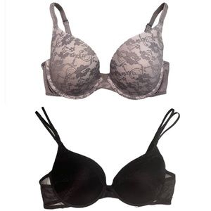 Lace Bra Set Shimmering Padded Push Up Bra Bundle 36C Vassarette & Maidenform